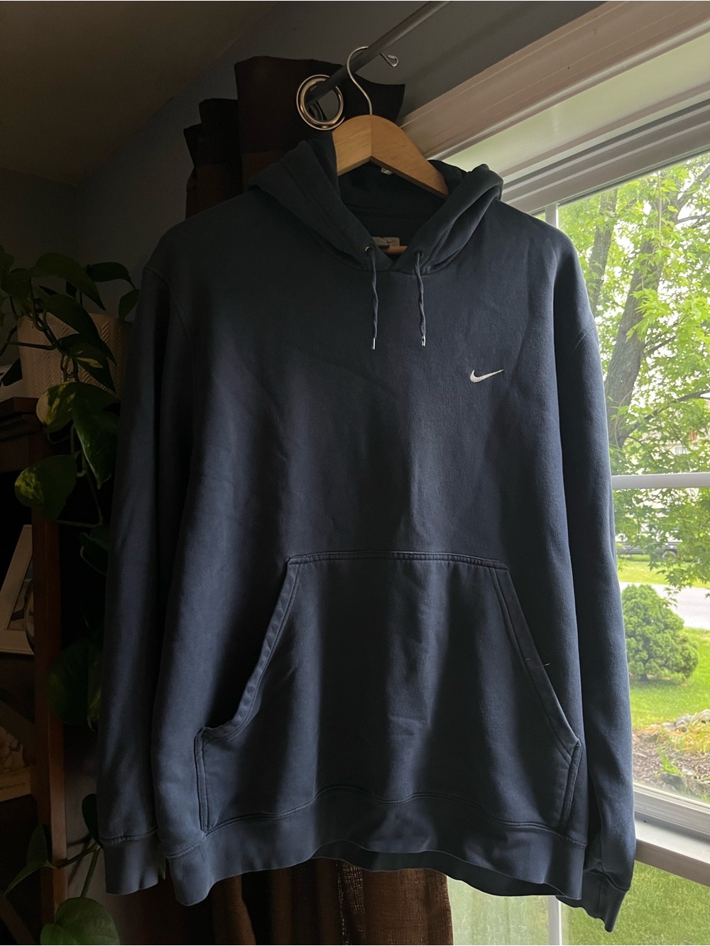 Nike Dark Navy Pullover Hoodie with White Swoosh
